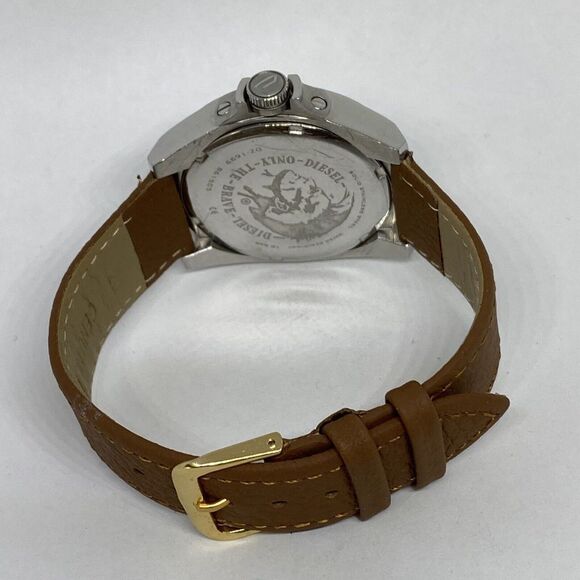 DIesel DZ-1699 Men's Brown Leather Analog Silver Dial Quartz Genuine Watch VK62 - Picture 11 of 12